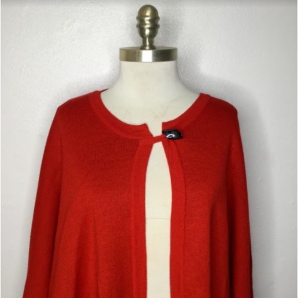 Colette Mordo Poncho Shawl Red/Black Wool Blend One Size Plus Limited Edition - Picture 6 of 12